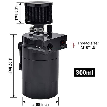 Solidspare Universal Oil Catch Can Reservoir Tank Kit With Breather Filter w/ NBR Fuel Hose