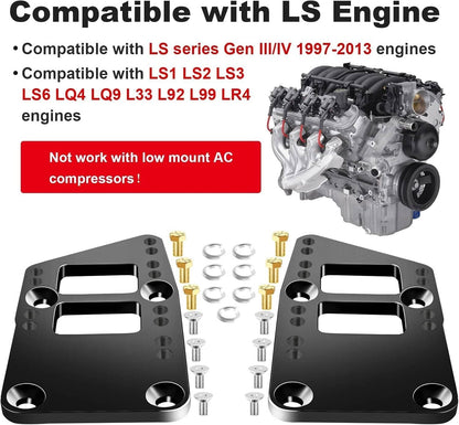 Solidspare LS Engine Mount Sturdy Swap Motor Conversion Plate Kits for Car LS1 LS2 LS3 LS6