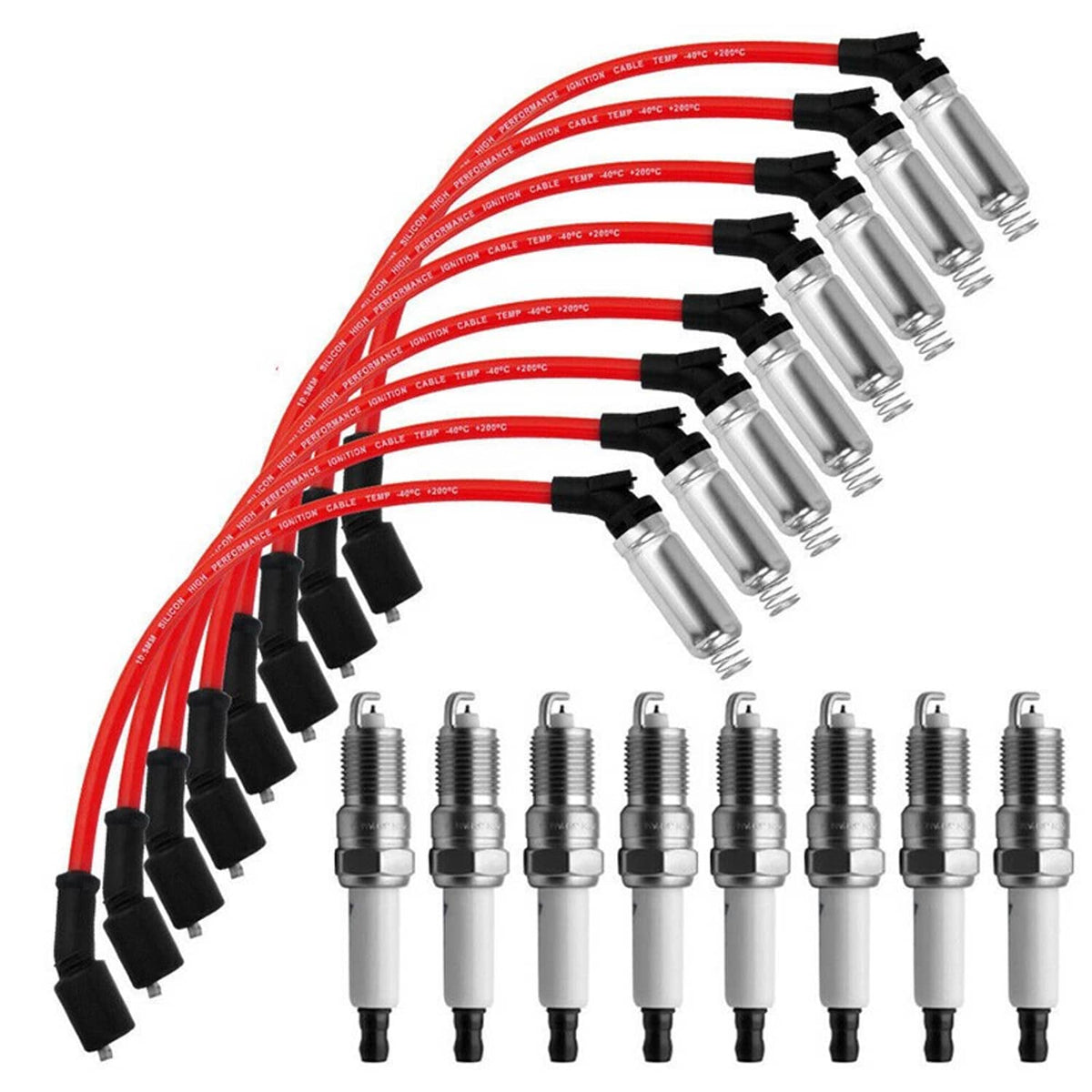 Solidspare New 8Pcs For Wires 48322 & Spark Plugs 41962 Chevy Silverado GMC 4.8/5.3/6.0L V8