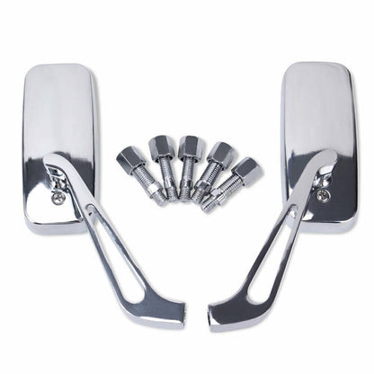 Solidspare Rectangle Motorcycle Mirrors Custom For Harley Cruiser Chopper Softail Sportster