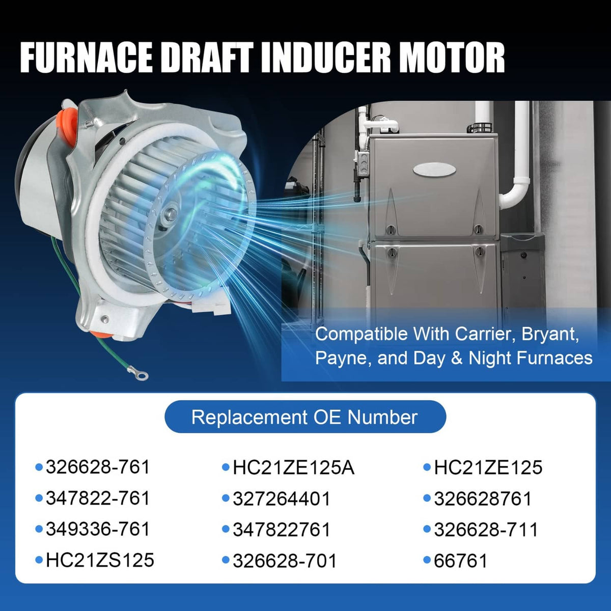 Solidspare Furnace Draft Inducer Motor Fit For Carrier Bryant Payne 326628761 HC21ZE125A
