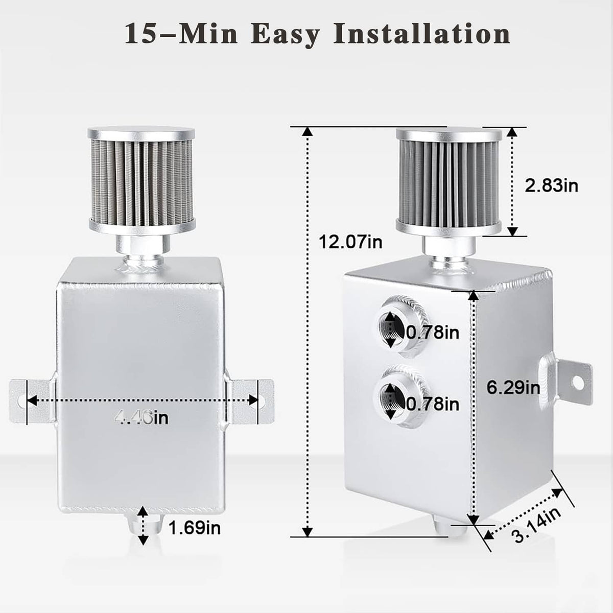 Solidspare Universal 2L Oil Catch Can Tank 2 Port AN10 W/ Breather Filter Drain Tap Baffled