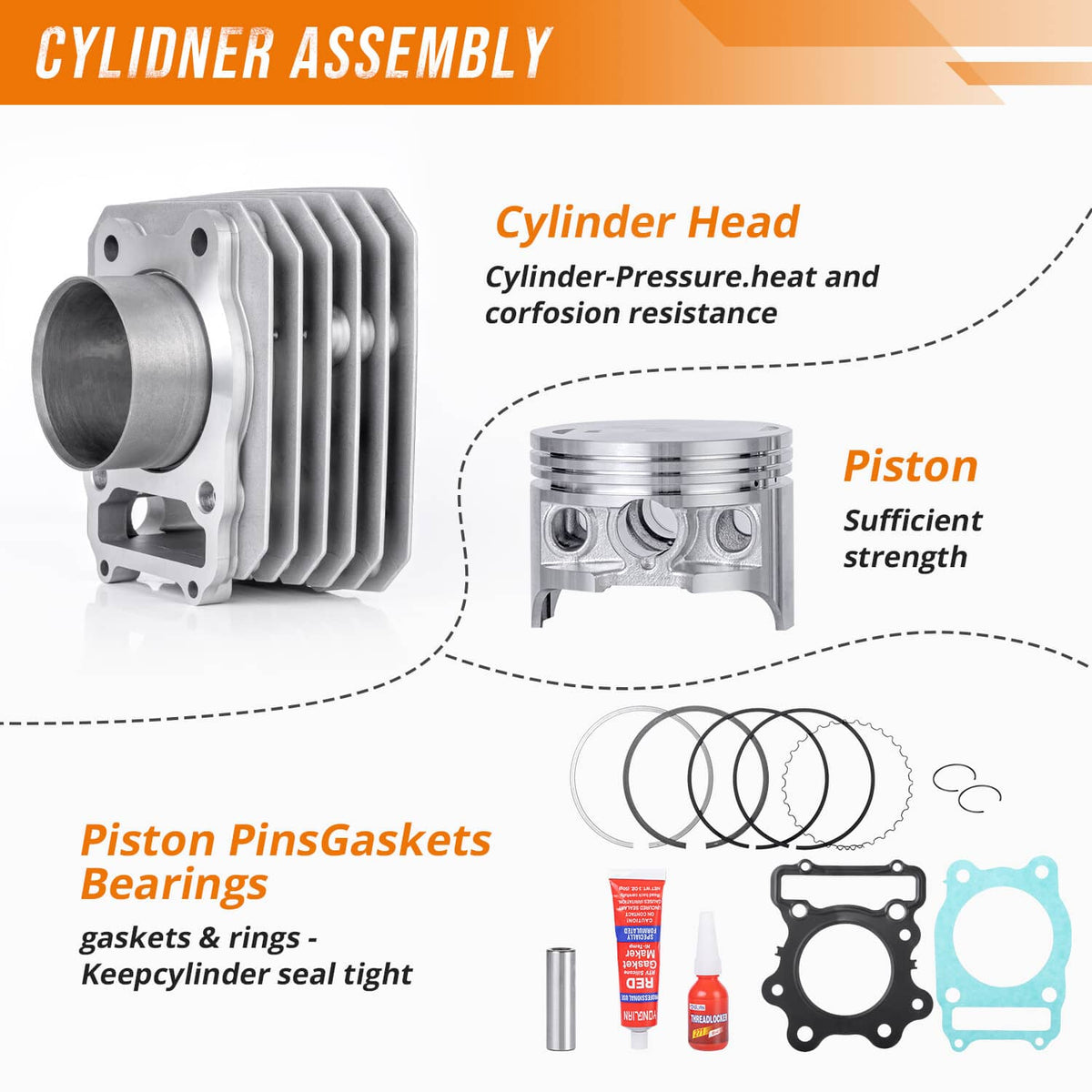 Solidspare New Cylinder Piston Top End Rebuild Kit For Honda TRX 300 2x4 & 4x4 FW 1988-2000