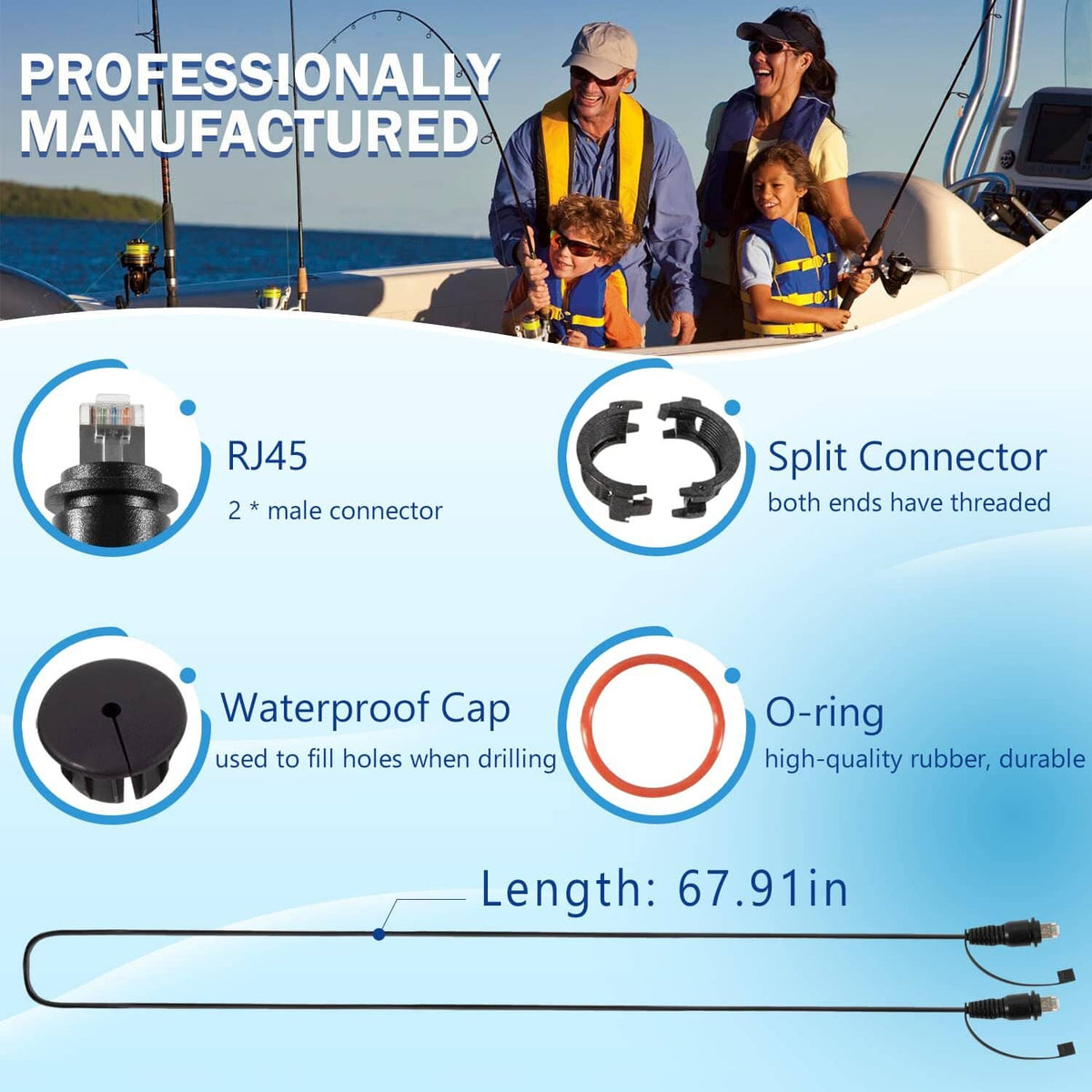Solid Spare 6FT Marine Network Cable RJ45, 010-10550-00 for Garmin Navigation Screen Models