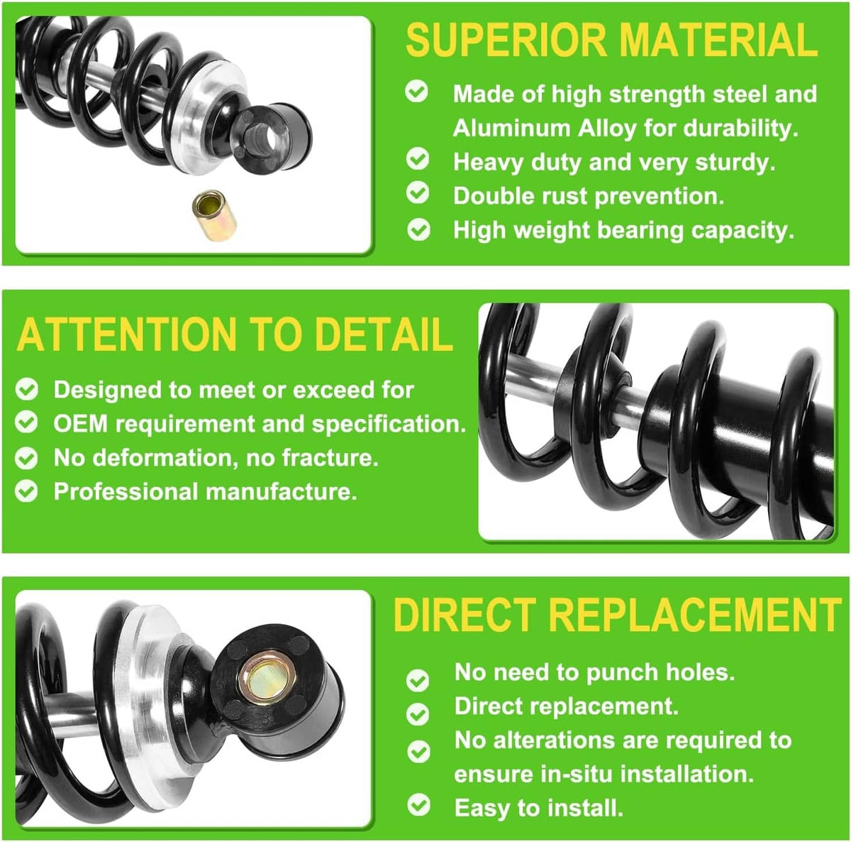 Solidspare Front Suspension Heavy Duty Shock Absorber Kit For John Deere AM130448 Gator TX