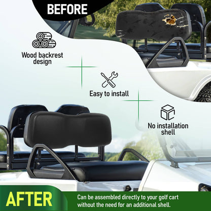 Solidspare Black Front Seat Lean Back Backrest Cushion For Club Car DS 2000.5-up Golf Cart