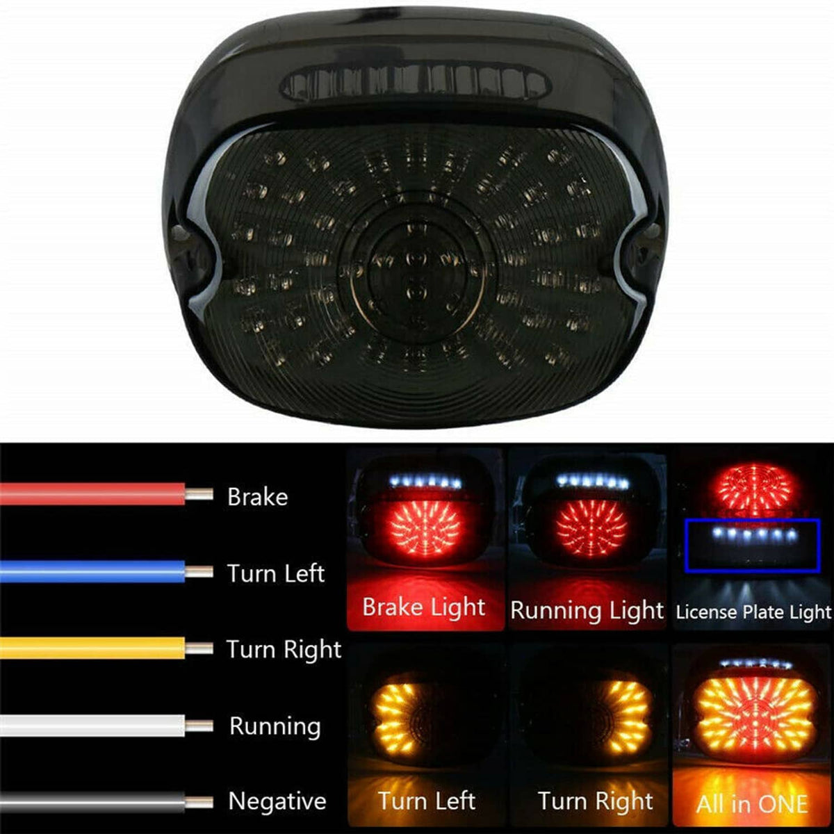 Solidspare Smoke LED Tail Light Brake Rear for Harley Road King Electra Glide Tour Dyna FXR