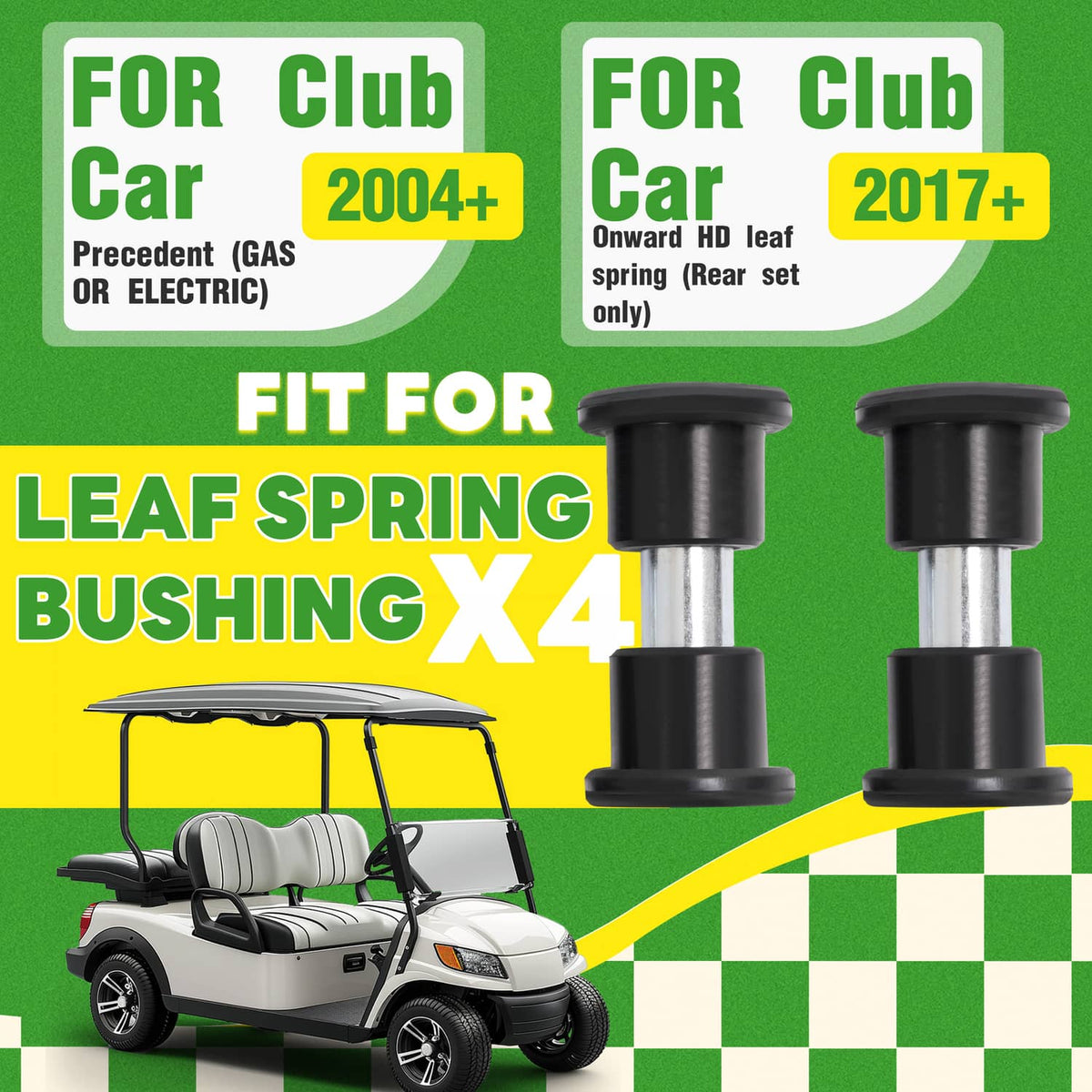Solidspare G&E Golf Cart Rear Leaf Spring Sleeves Bushings For Club Car Precedent 2004-Up