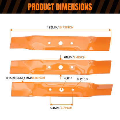 Solidspare 3 Mower Blades for John Deere L120 L130 GX20250 GY20568 Scotts L2048 L2548 48"
