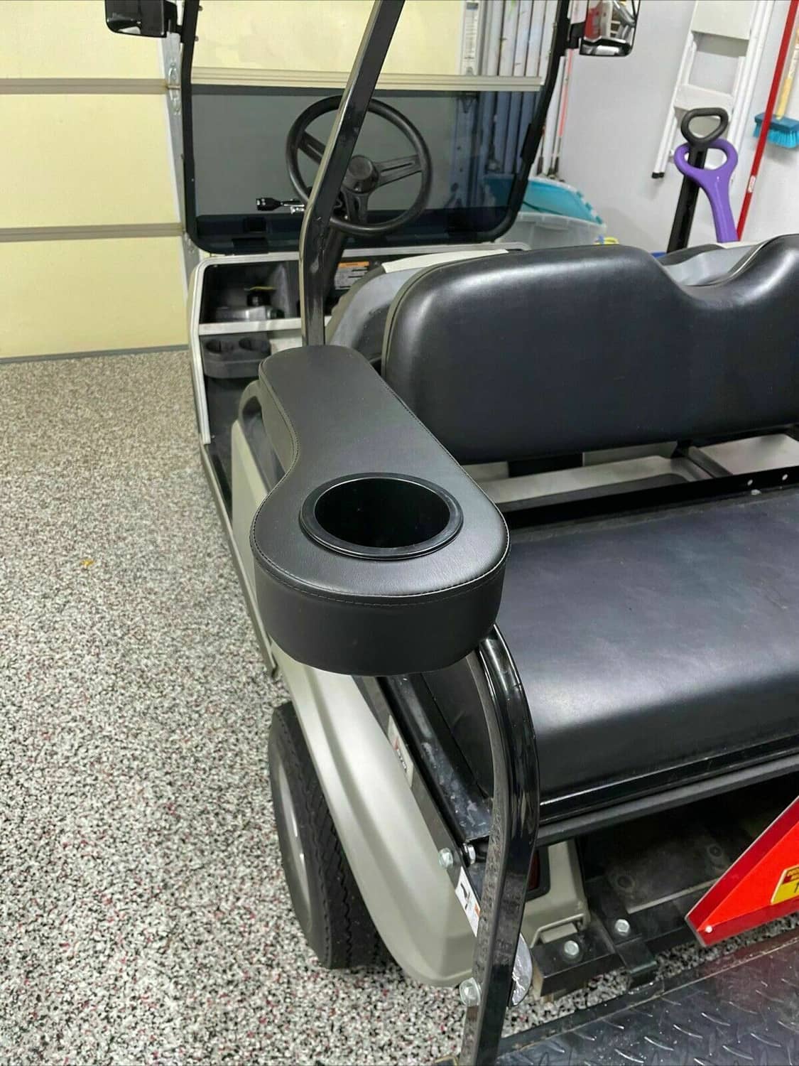 Solidspare Golf Cart Rear Arm Rest Armrest Cup Holder For EZGO/ Club Car/ Yamaha Universal