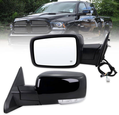 Solidspare 2Pcs Mirrors For 2013-2019 Ram 1500 Power Fold Power Adjust Heated Puddle Light