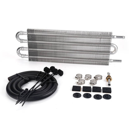 Solidspare 4-Row Radiator Auto-Manual Transmission Oil Cooler + Hose /Mounting Kit Aluminum