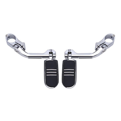 Solidspare Chrome Long Highway Foot Pegs 1-1/4" motorcycle For Harley Dyna FXSB CVO Yamaha