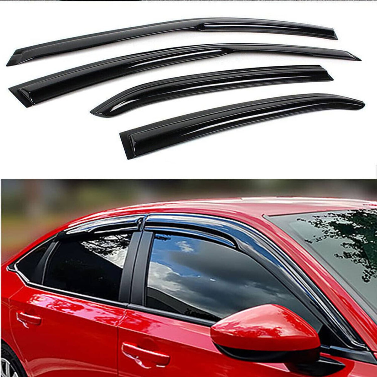 Solidspare For 2018-2022 Honda Accord 3D Wavy Mugen Style Window Visors Rain Guards Vent