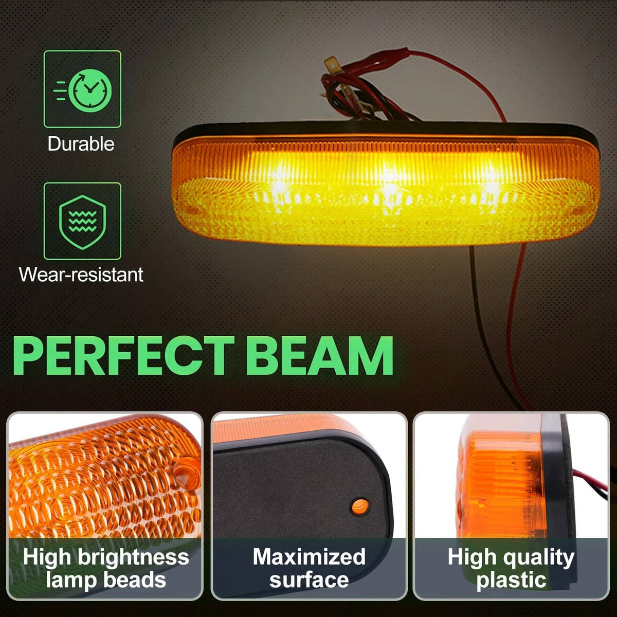 Solidspare 4 LED Amber Flashing Cab Lights For John Deere 30 Series 4030 4230 8450 #AR60250