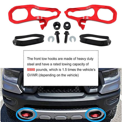 Solidspare Heavy Duty Front LH & RH Tow Hooks w/ Hardware For Dodge 2019 -2022 Ram 1500 DT