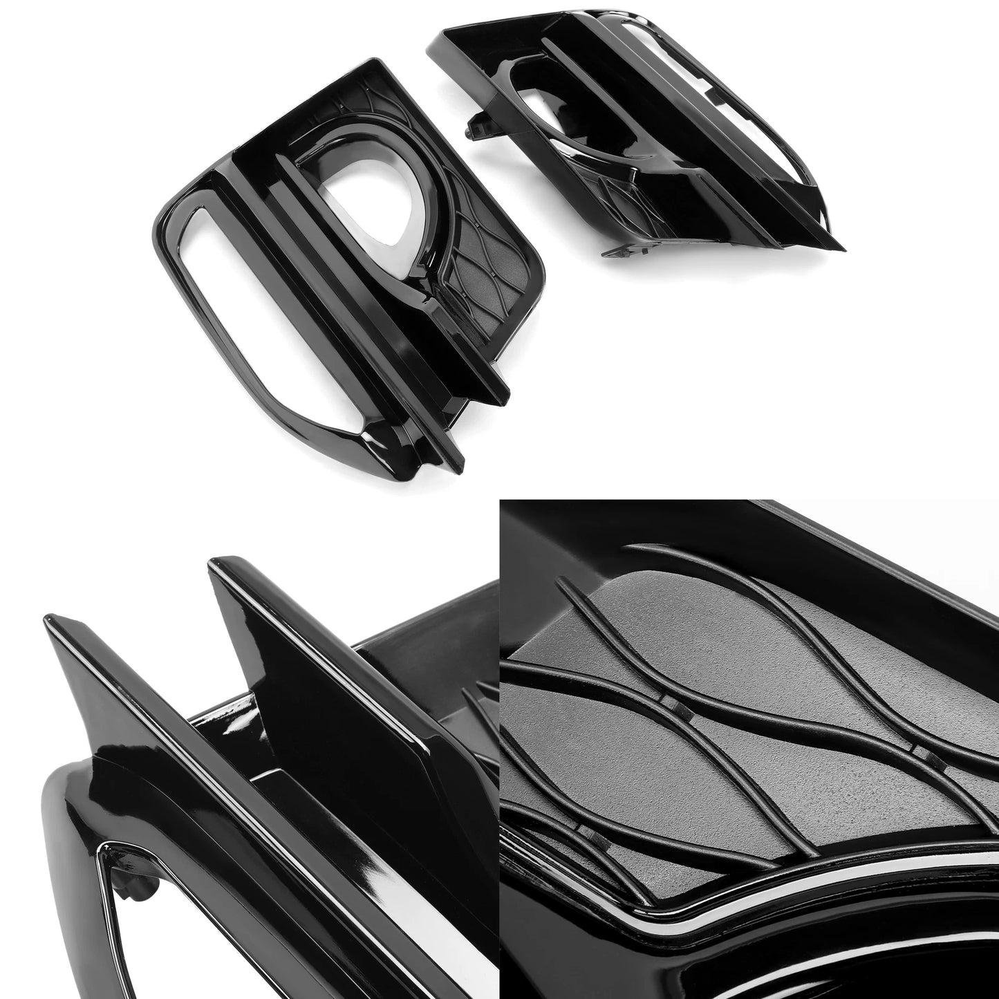 For 2014-2017 Infiniti Q50 Sport Front Bumper Gloss Black Fog Lights Cover Bezel