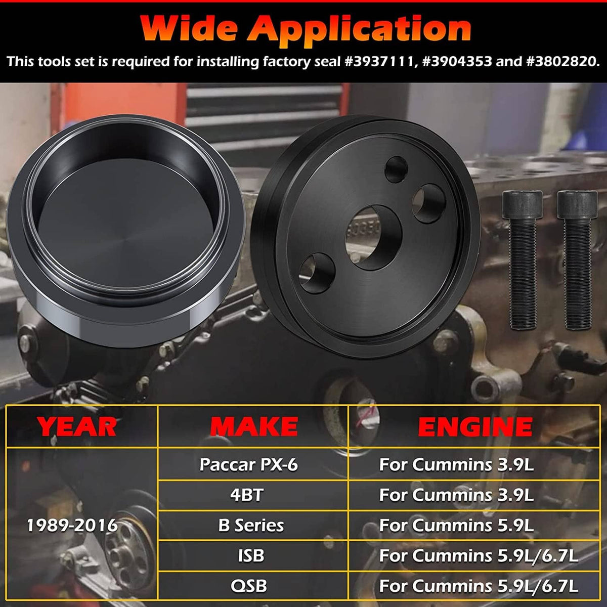 Solid Spare 5046 & 1338 Front Crankshaft Seal Installation Tool for Cummins 3.9L 5.9L 6.7L