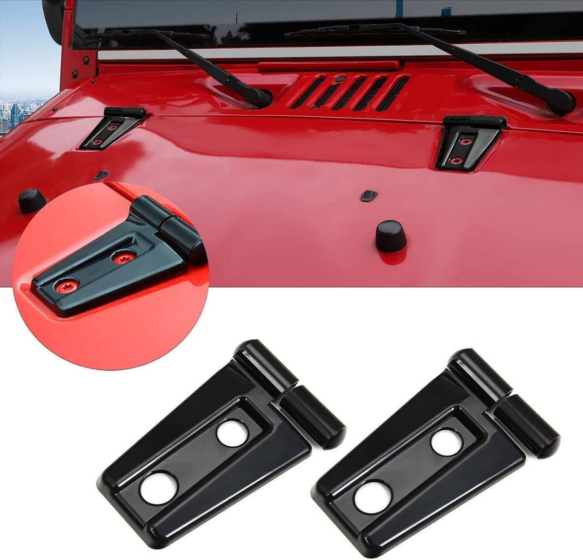Solid Spare Exterior Door Hinge Cover & Hood Hinge Trim for Jeep Wrangler JK JKU 2007-2017