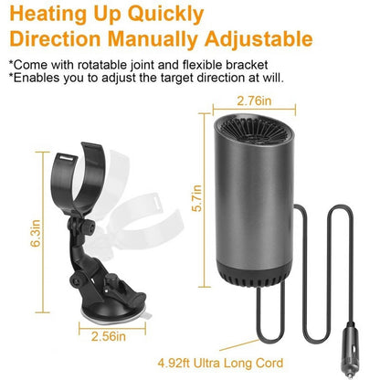 Solidspare Electric Car Heated Hot Air Portable Defogger Defroster W/ Windshield Holder US