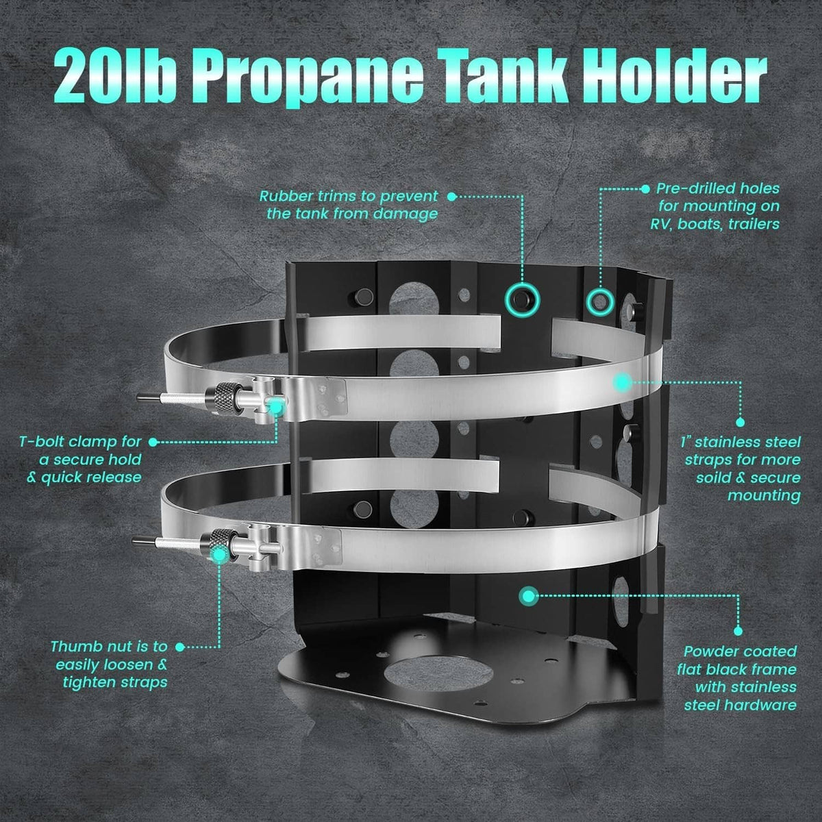 Solidspare 20lb Propane Tank Mounting Bracket Replace BKT-2290 for Vehicle RV Trailer Boat