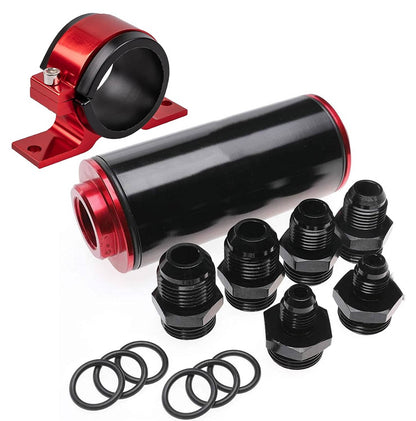 Solidspare High Flow Inline Fuel Filter 100 Micron Cleanable AN6 AN8 AN10 Adapter Universal