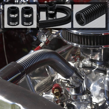 Solidspare Universal 36'' Stainless Steel Radiator Flexible Coolant Water Hose Kit w/4 Caps