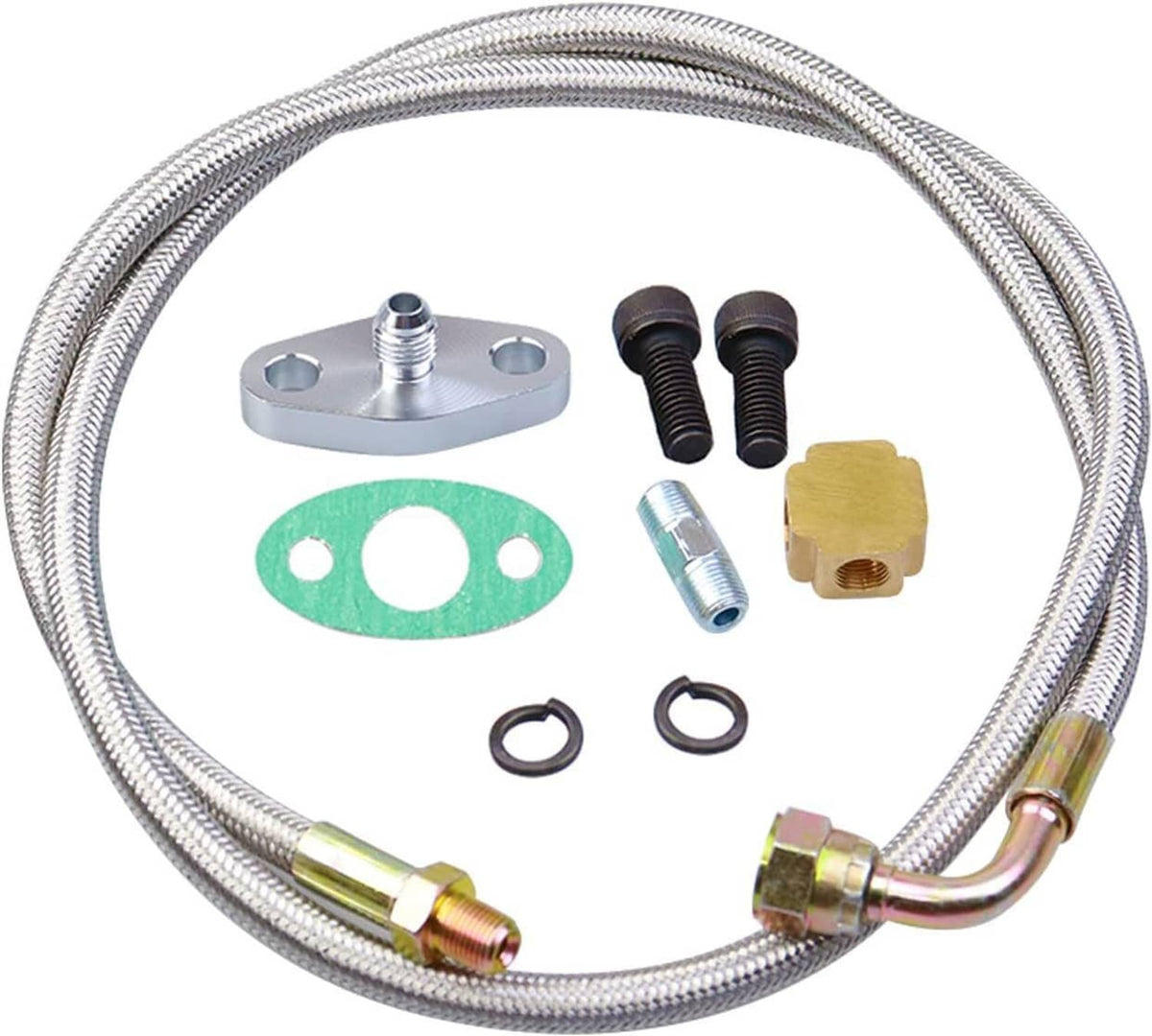 Solidspare 41" Turbo Oil Feed Line Kits For T3 T4 T60 T61 T70 1/8 PNT 90 Degree AN4