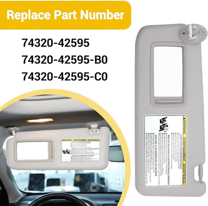 Solidspare Gray Sun Visor W/ Mirror for 2013-18 Toyota RAV4 74320-42595-B1 Left Driver Side