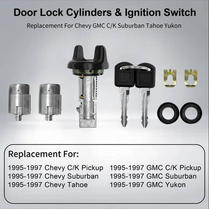 Solidspare Ignition Switch & Door Lock Cylinders with Keys for Chevy GMC C/K Suburban