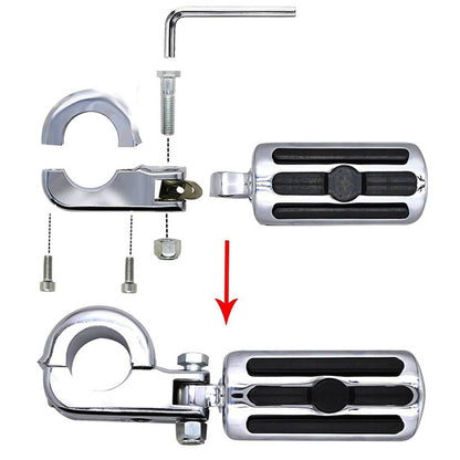 Solidspare 1.25" Engine Crash Bar Footpegs Foot Pegs For Harley Road Glide Softail Suzuki