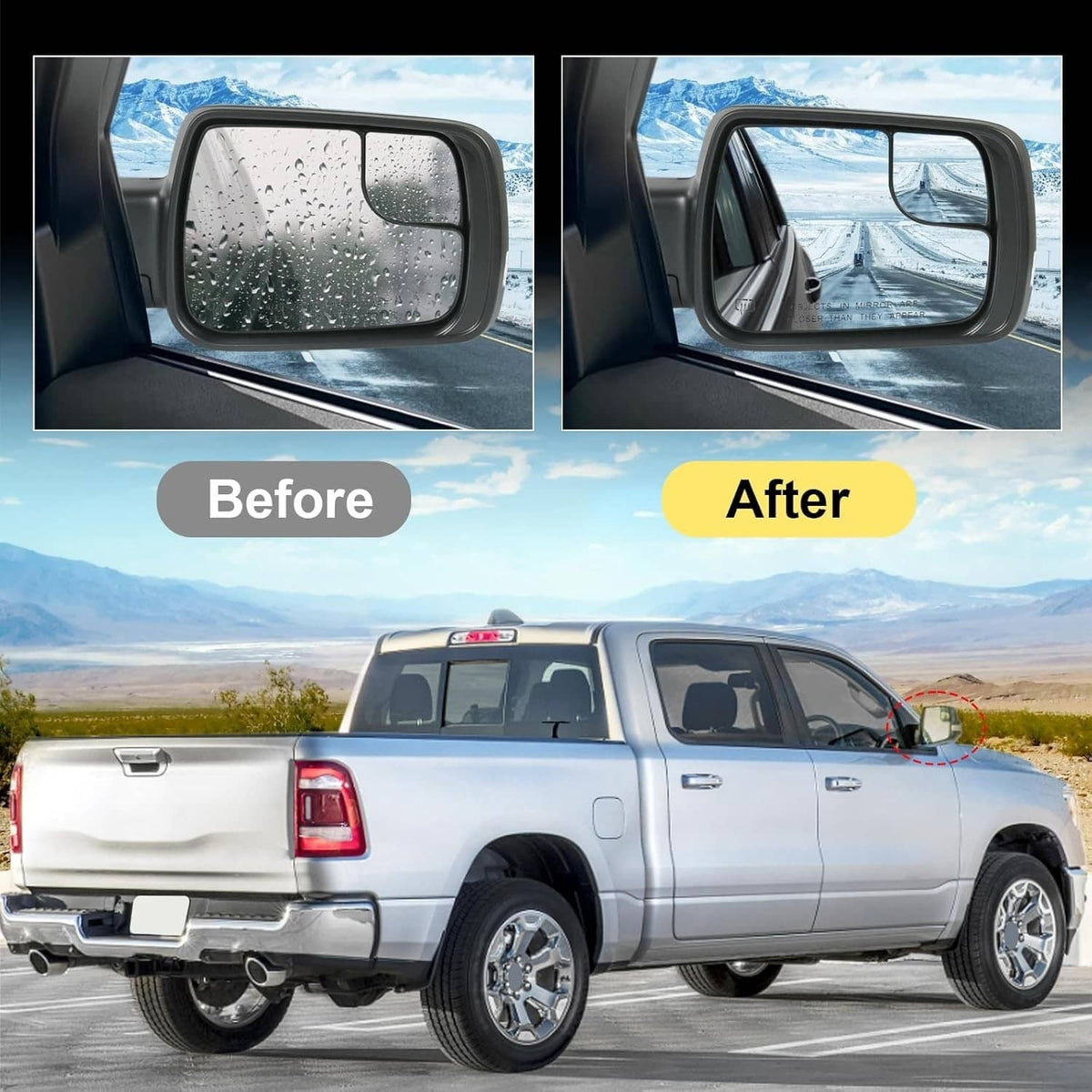 Solidspare Heated Mirror w/Power Fold Signal Light Right For 2019-2024 Ram 1500 68276500AH