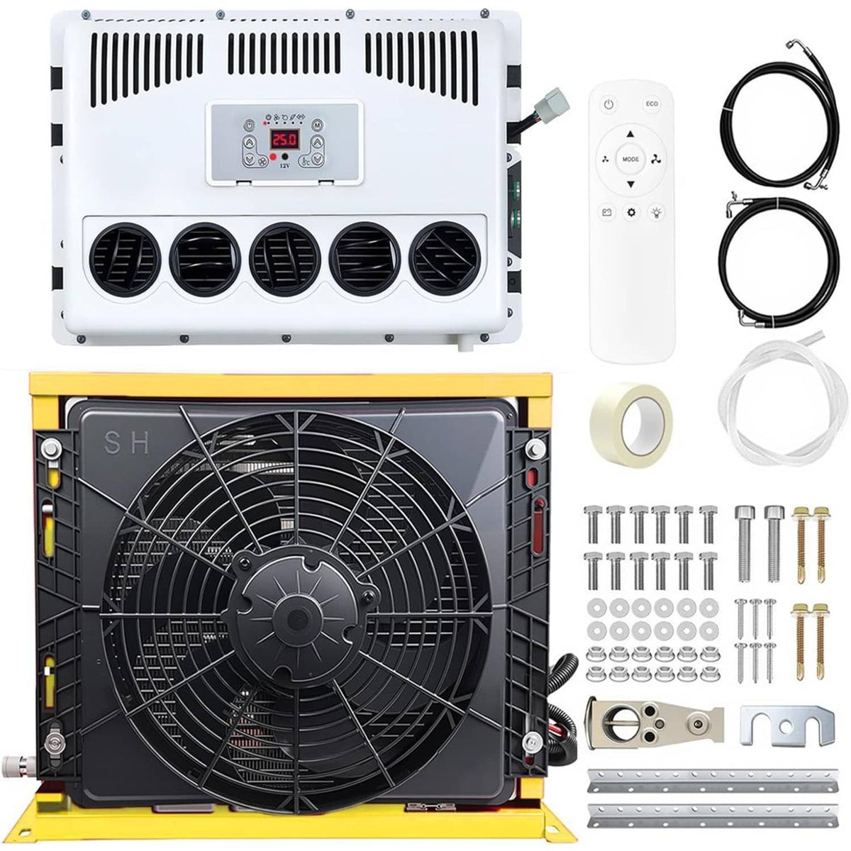 Solidspare 12V 11000 BTU Truck Air Conditioner Split AC For Semi Trucks Bus RV Caravan US