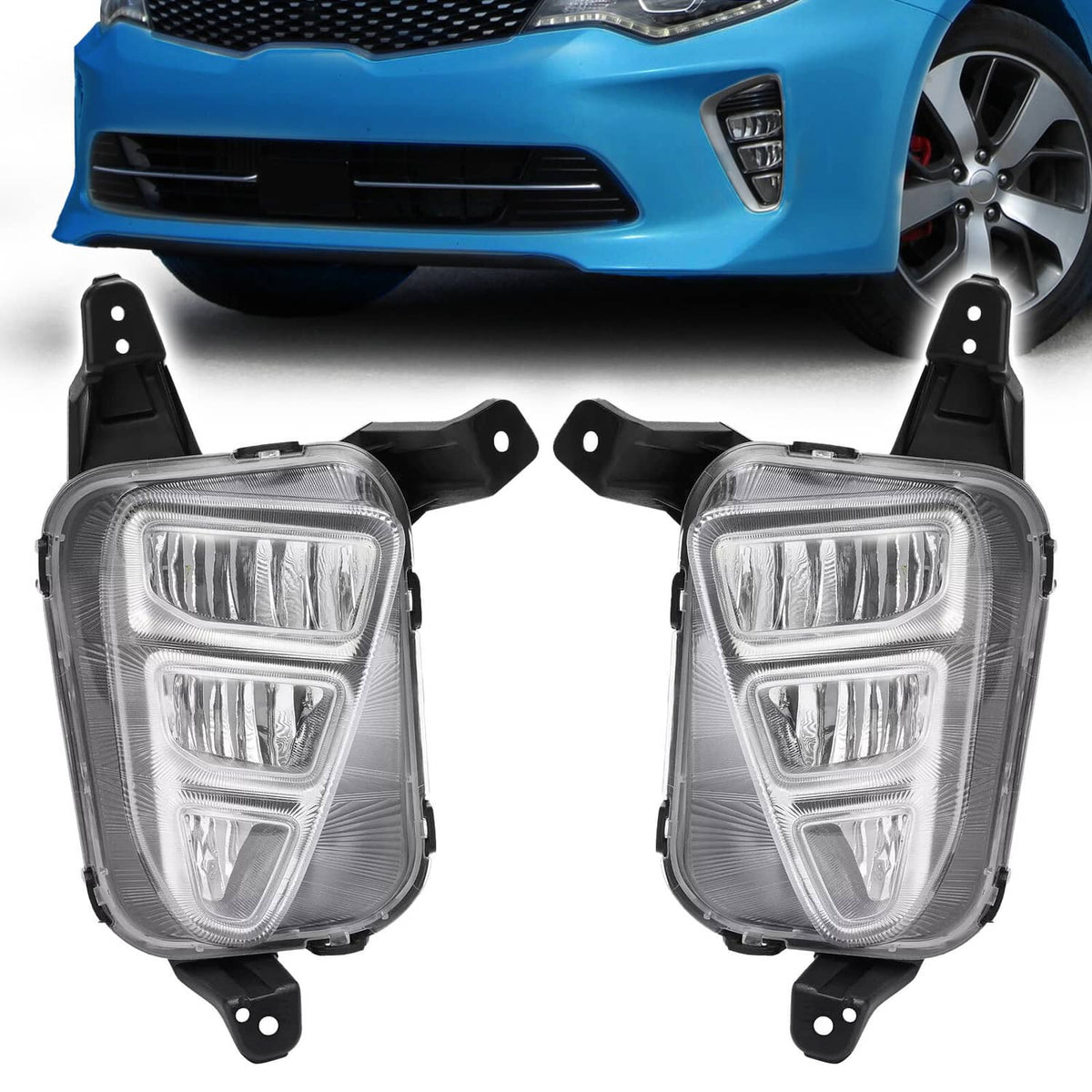 Solid Spare Left&Right Side Front LED Fog Lights For Kia Optima 2016 2017 2018 #92202D5000
