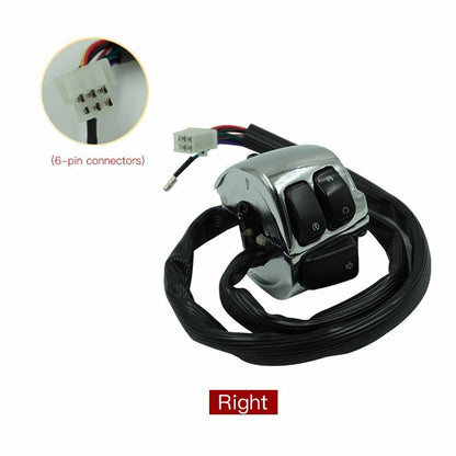Solidspare Pair Motorcycle 1" Handlebar Control Switches Chrome  + Wiring Harness