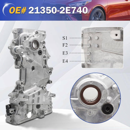 Solidspare Silver Engine Oil Pump Timing Chain Cover for 2017-2020 Hyundai Elantra 2.0L