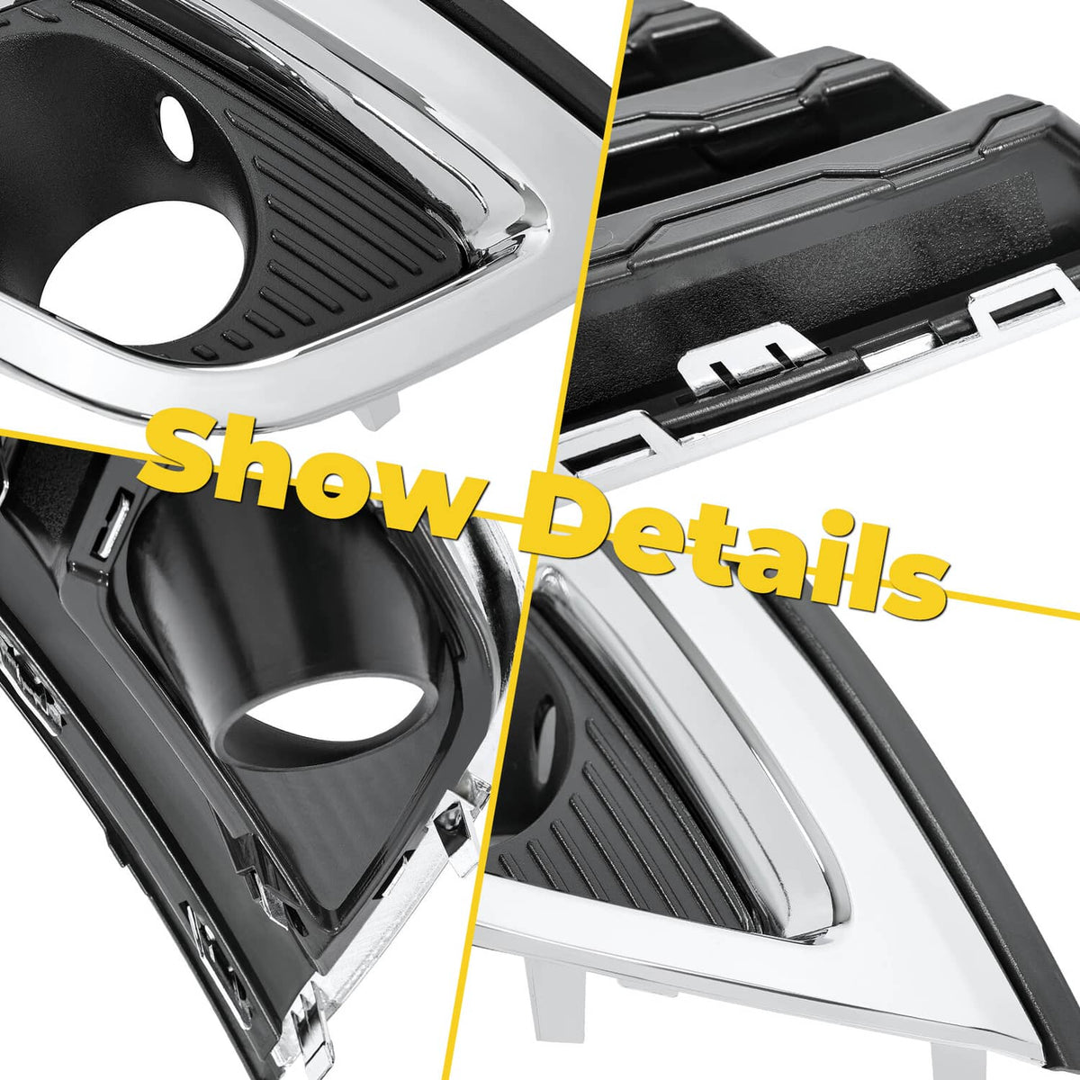 Solid Spare Fog Light Cover Bezel Trim Left & Right Black & Chrome For Chevy Traverse 13-17