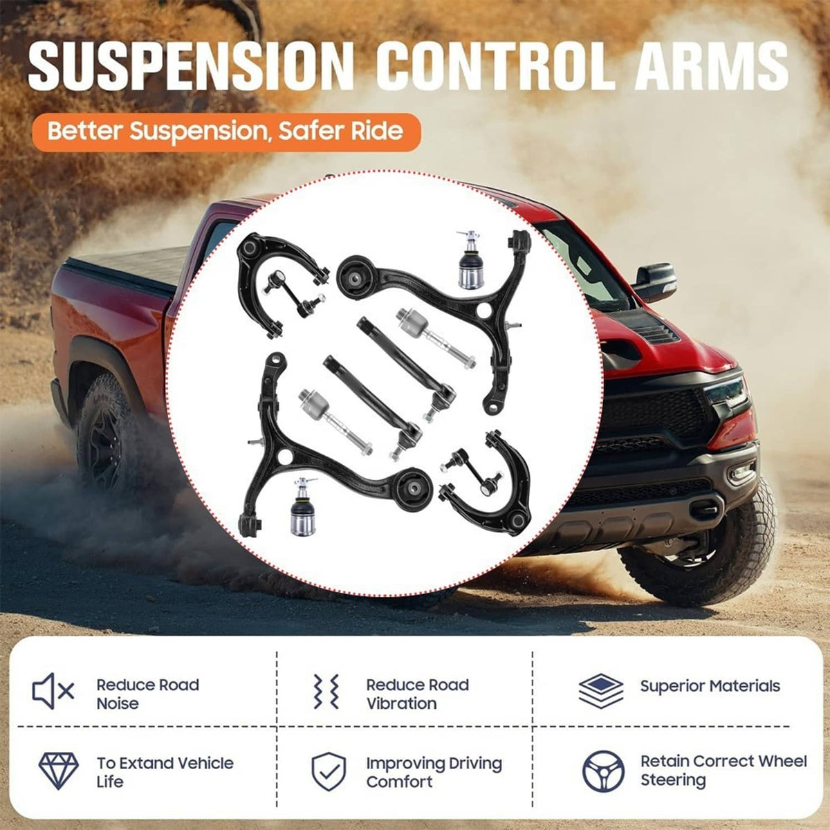 Solidspare 12Pcs Front Upper & Lower Control Arms Suspension Kit For 2008-2012 Honda Accord