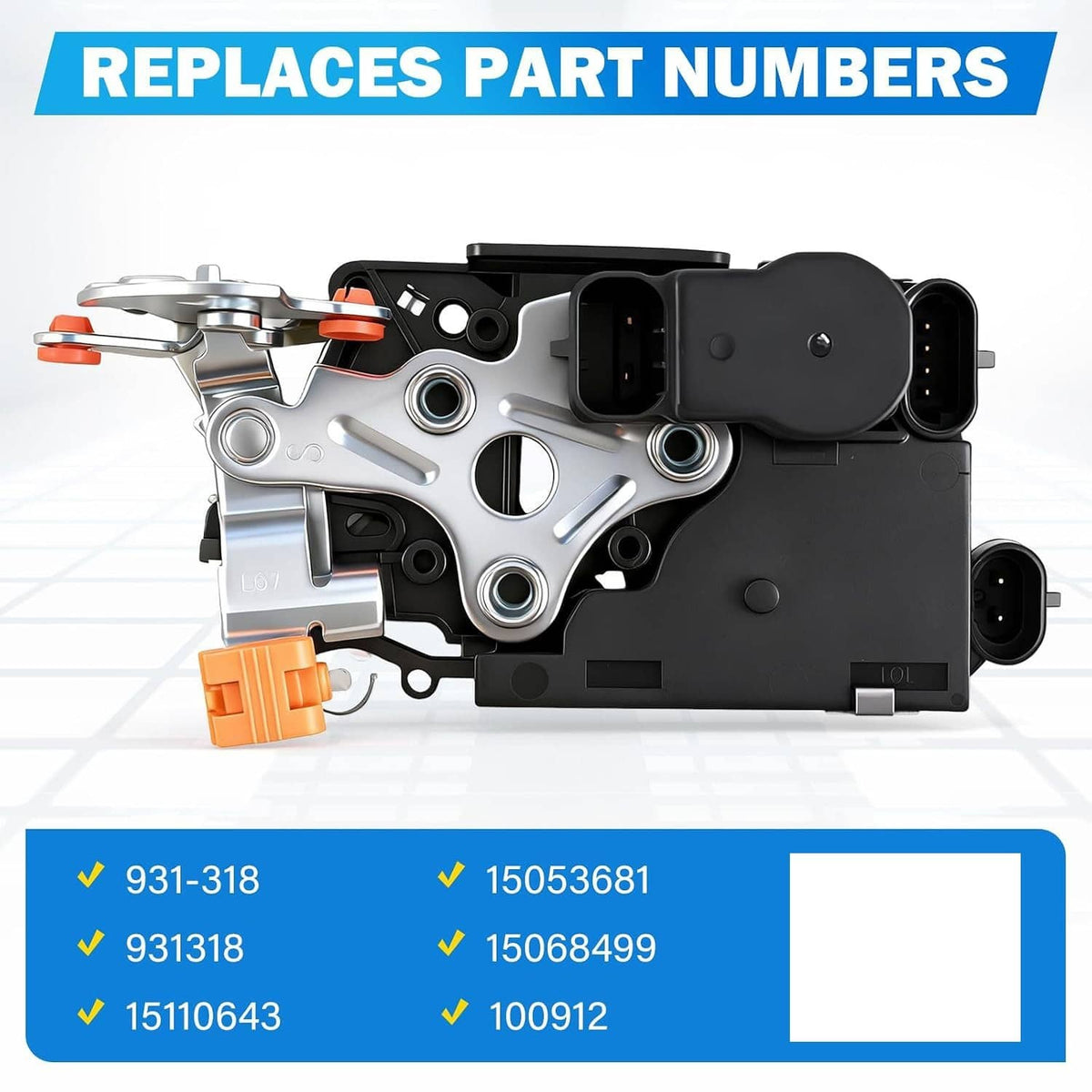 Solid Spare Door Lock Actuator Integrated Latch LH Driver Side Front for Chevy GMC Silverado
