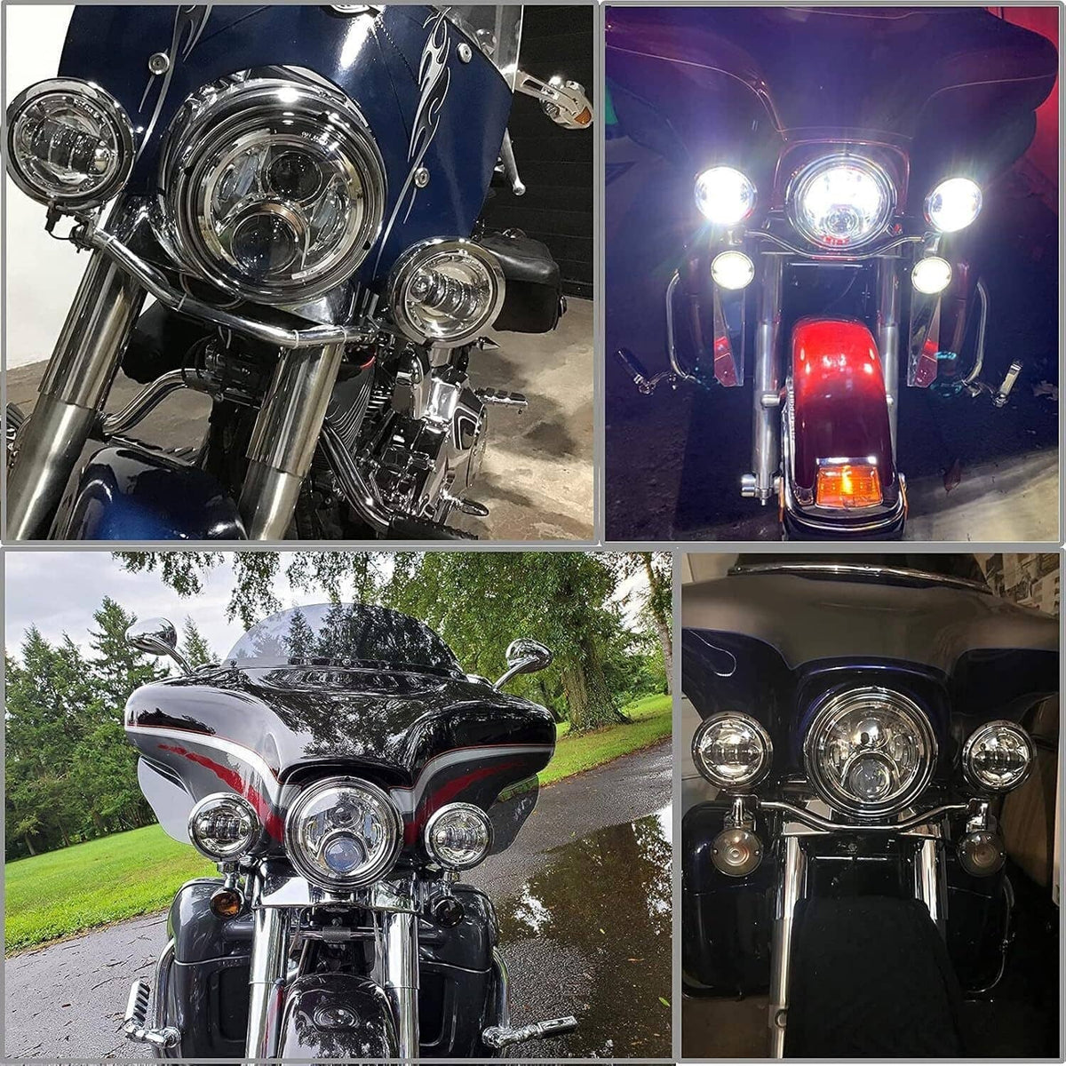 Solidspare 7"In 140W LED Headlight Hi/Lo + 2Pcs 4.5"In 80W Fog Light for Harley Davidson