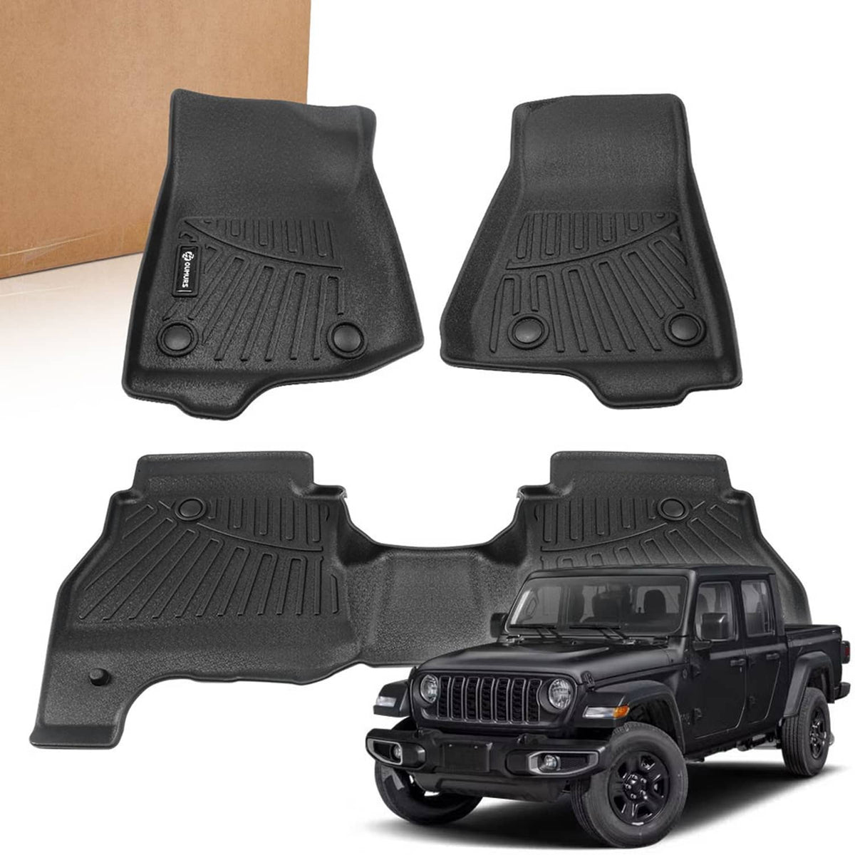 Solidspare TPE Floor Mats 3Pcs/Set For 2020-26 Jeep Gladiator All Weather Protection Liners