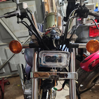Solidspare Squared LED Headlight with Hi/Lo Beam For Harley Honda Chopper Bobber Custom