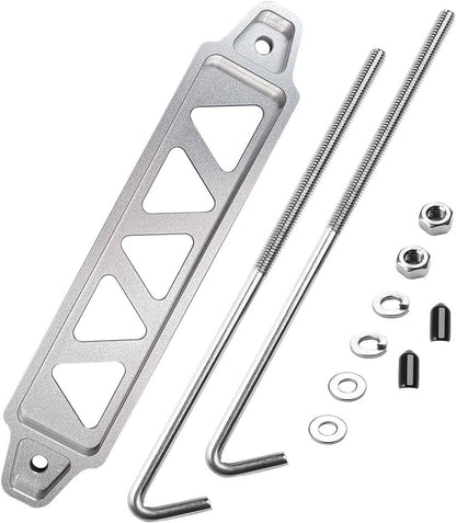 Solidspare Aluminum Car Battery Hold Tie Down Bracket Mount Kit with 10'' J-Hooks Bolts New