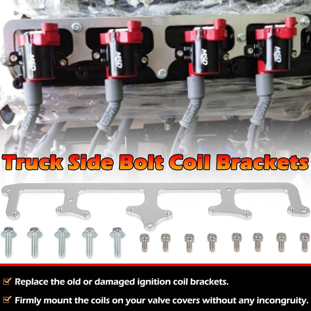 Solidspare Billet Aluminum Coil Brackets for D585 Heat-sink Truck Coils 4.8 5.3 5.7 6.0 LS1