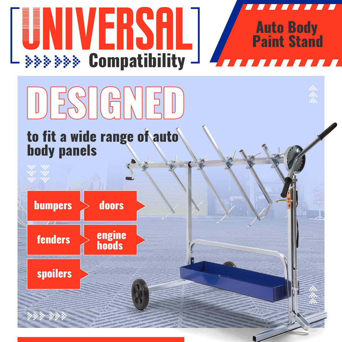 Solid Spare Painting Repair Rack 360° Rotating Paint Stand For Auto Body Door Bumper Hood