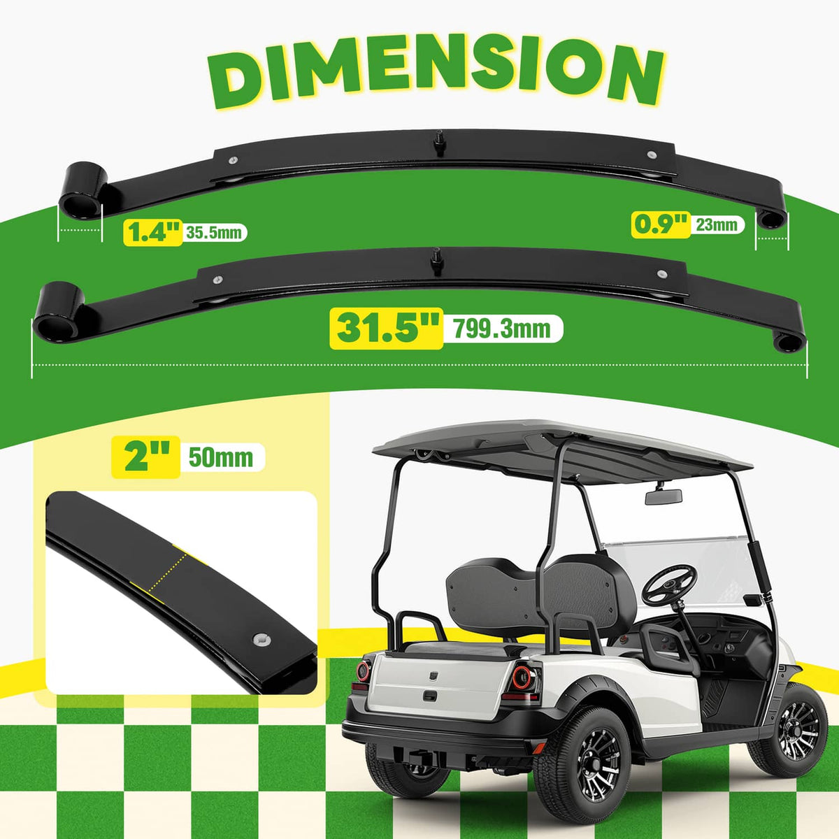 Solidspare Rear 2 Leaf Spring Kit W/Bushing & Sleeves For Golf Carts EZGO RXV 2008-UP