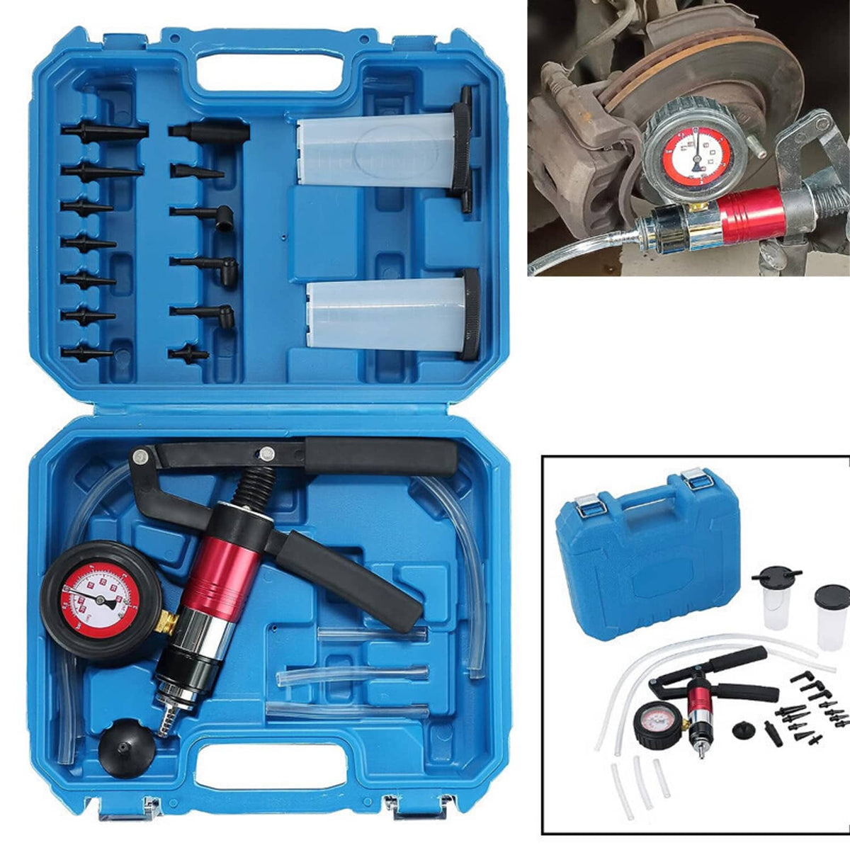 Solidspare 21pcs Hand Held Vacuum Pressure Pump Tester Brake Fluid Bleeder Bleeding Tool