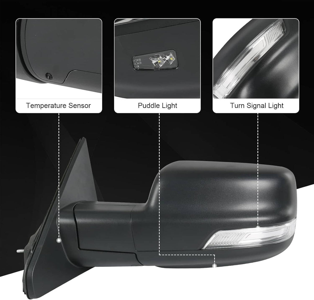 Solidspare Pair For 2019-2024 Ram 1500 Driver & Passenger Side Mirrors w/Heated Turn Signal