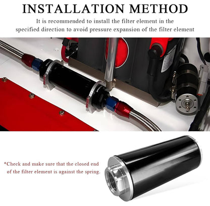 Solidspare High Flow 100 Micron Inline Fuel Filter Cleanable AN6 AN8 AN10 Adapter Fitting