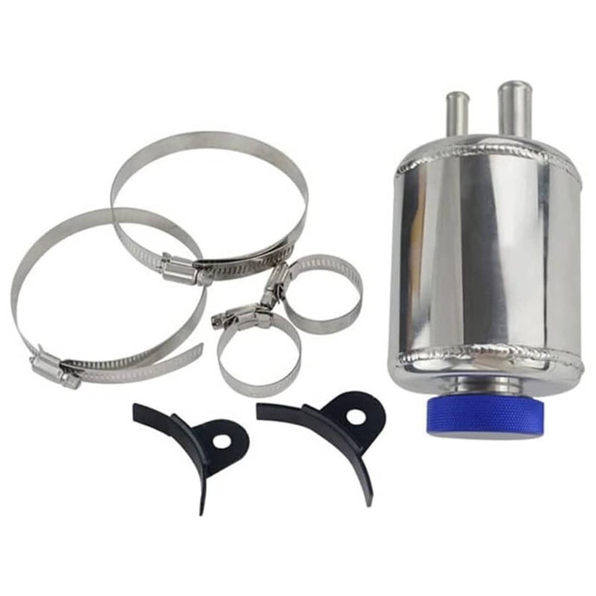 Solidspare Universal Aluminum Racing Power Steering Fluid Reservoir Tank w/ Hardware Clamps